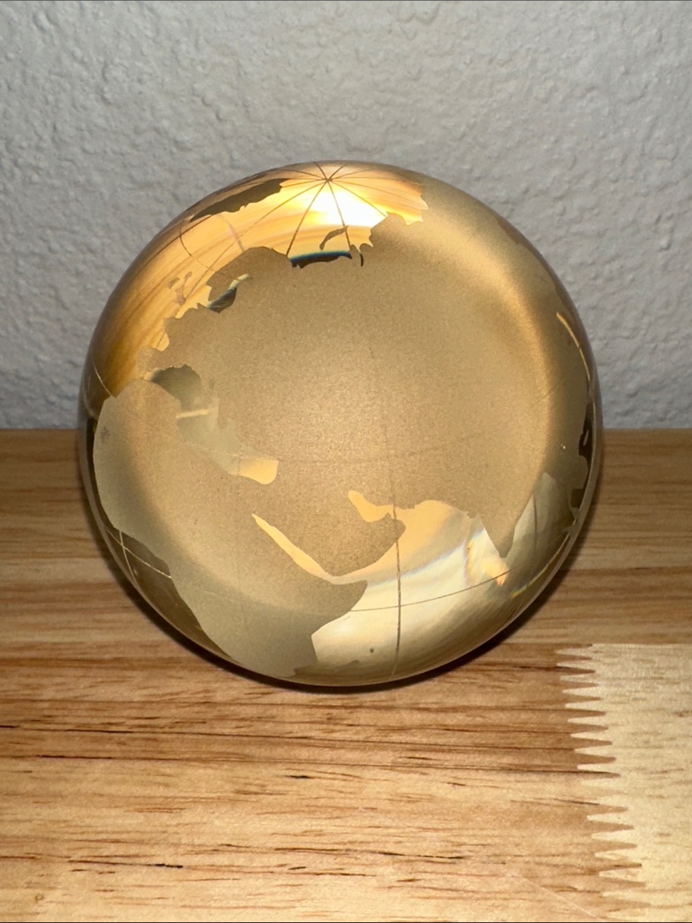 Vintage Etched Glass Globe Paperweight